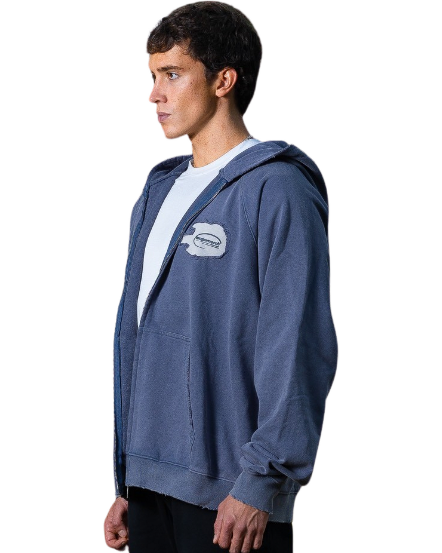 WASHED MIDNIGHT ZIP UP HOODIE