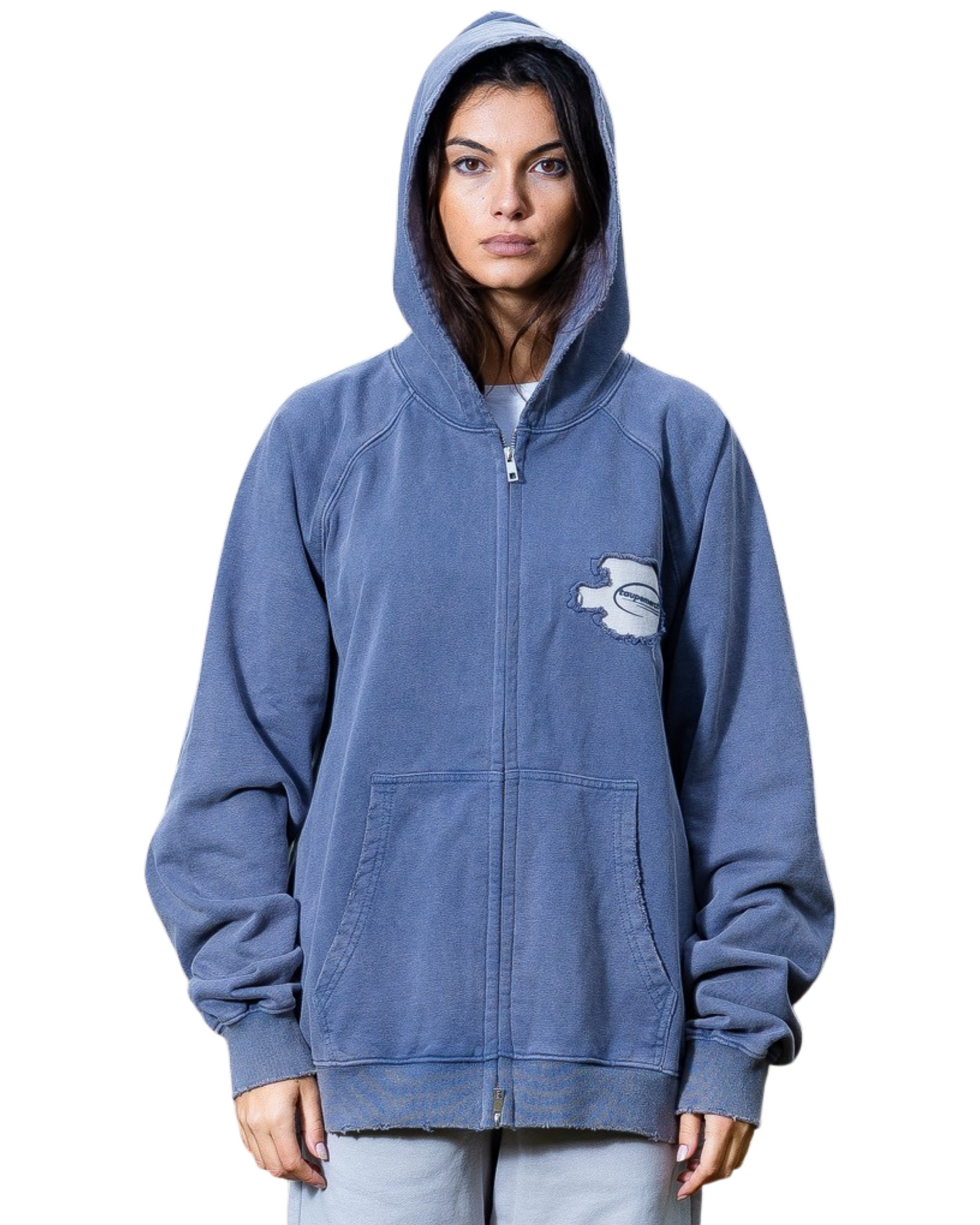 WASHED MIDNIGHT ZIP UP HOODIE