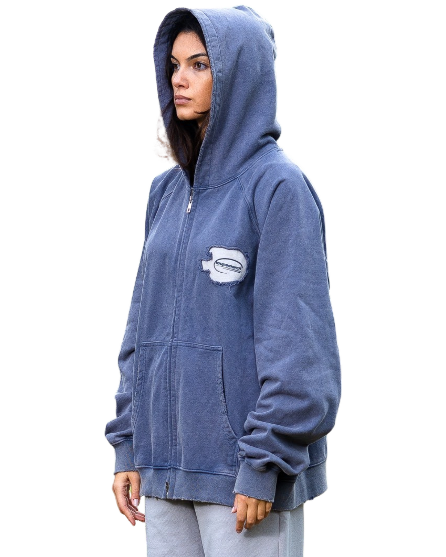 WASHED MIDNIGHT ZIP UP HOODIE