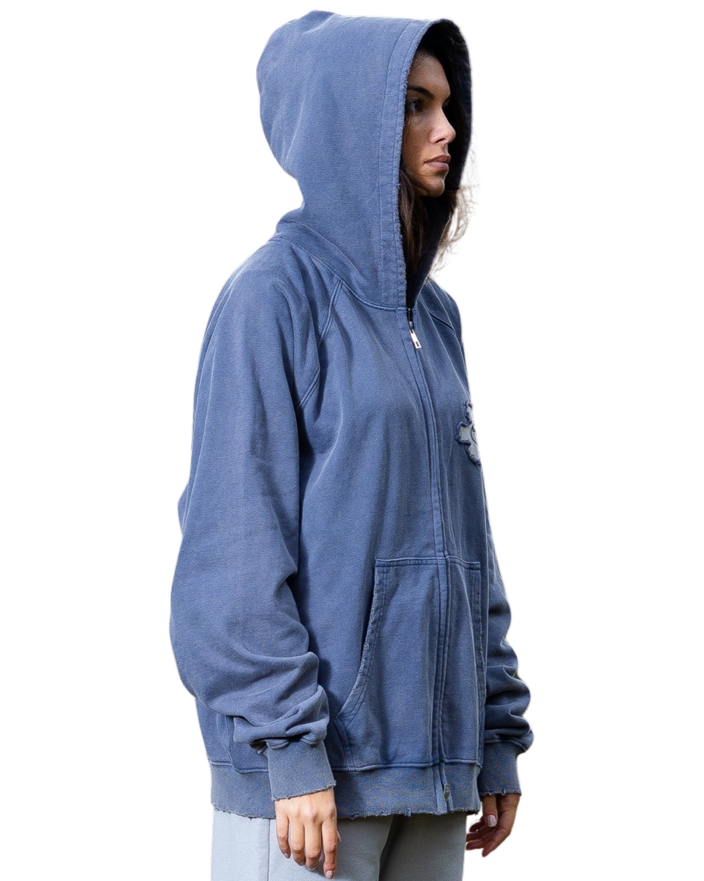 WASHED MIDNIGHT ZIP UP HOODIE