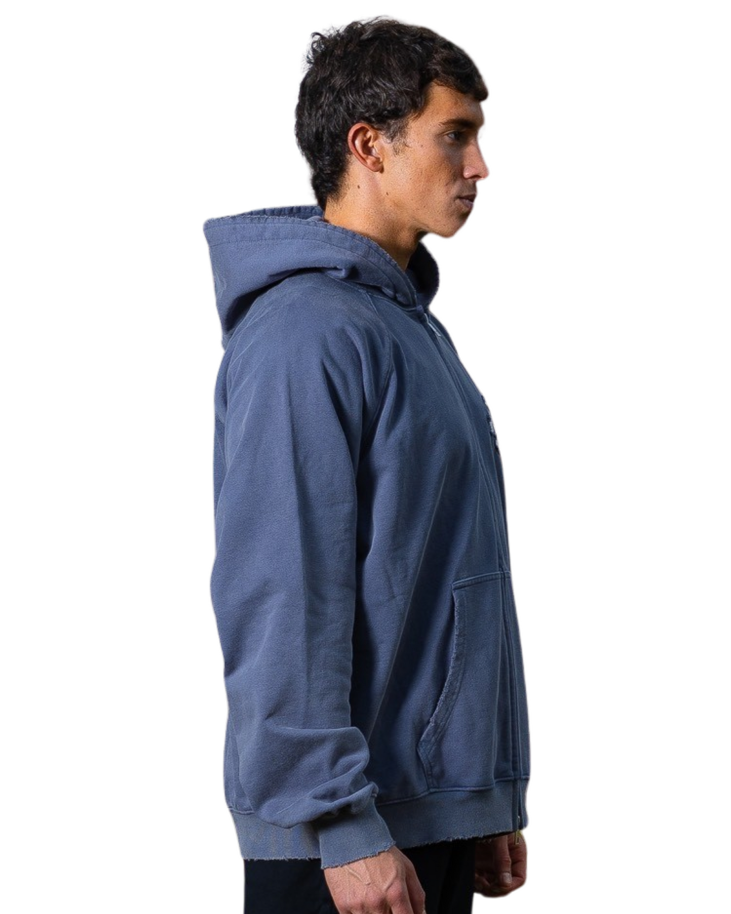 WASHED MIDNIGHT ZIP UP HOODIE